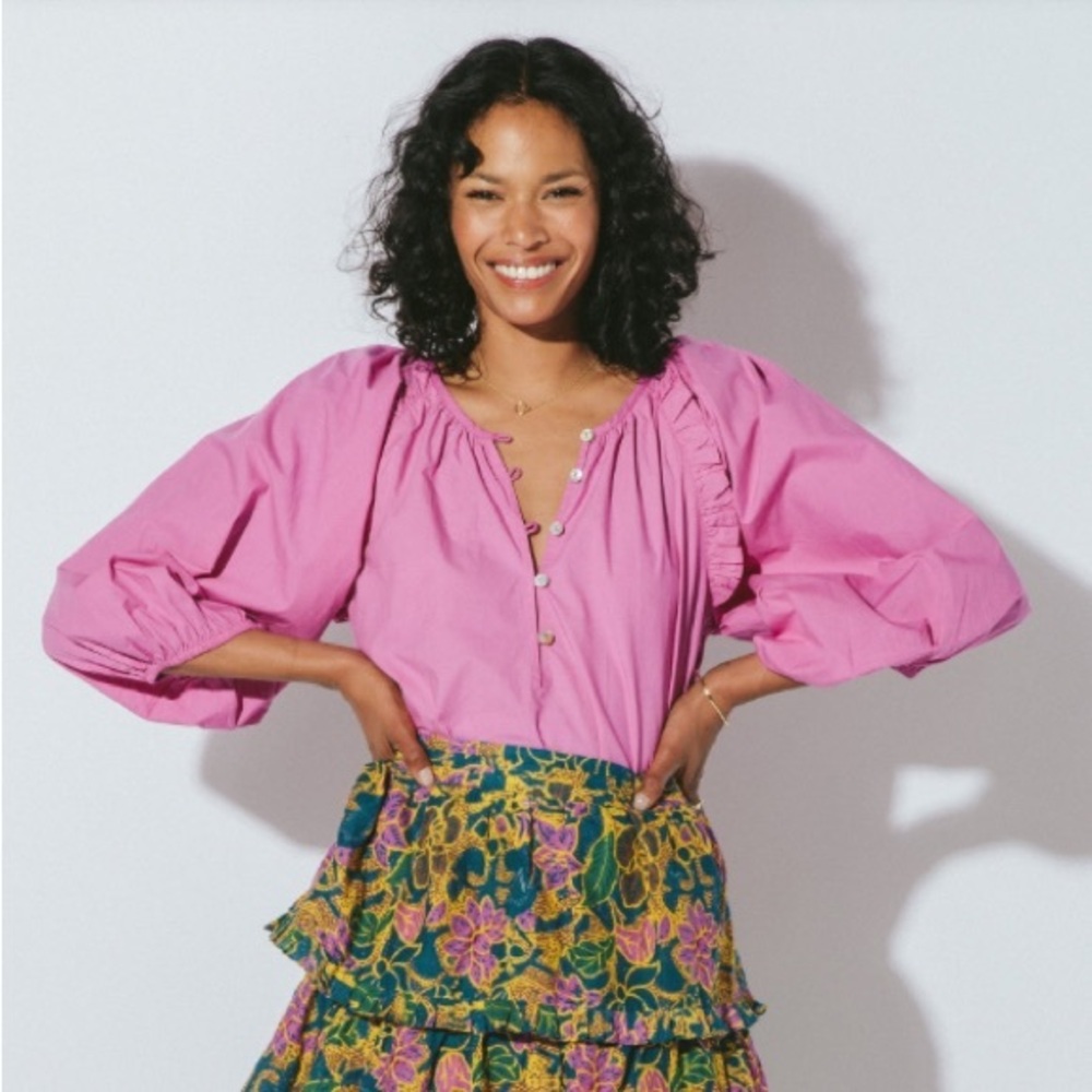 Cleobella Jess Puff Sleeve Blouse in‎ Azalea Pink Purple